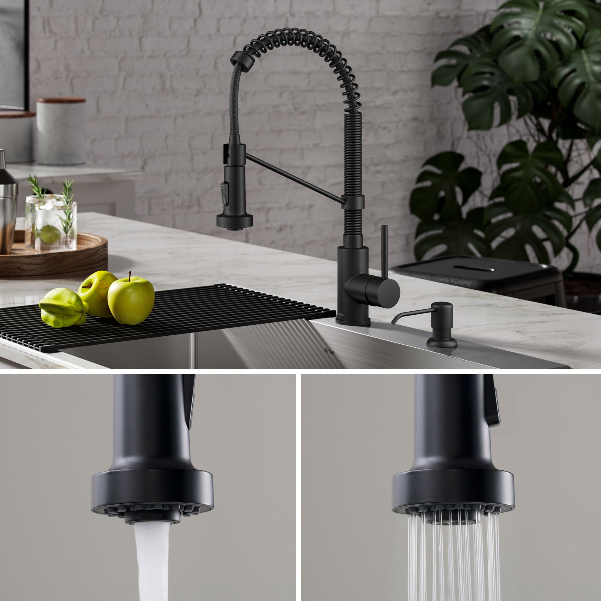 18" Pull-Down Commercial Kitchen Faucet with Matching Soap Dispenser