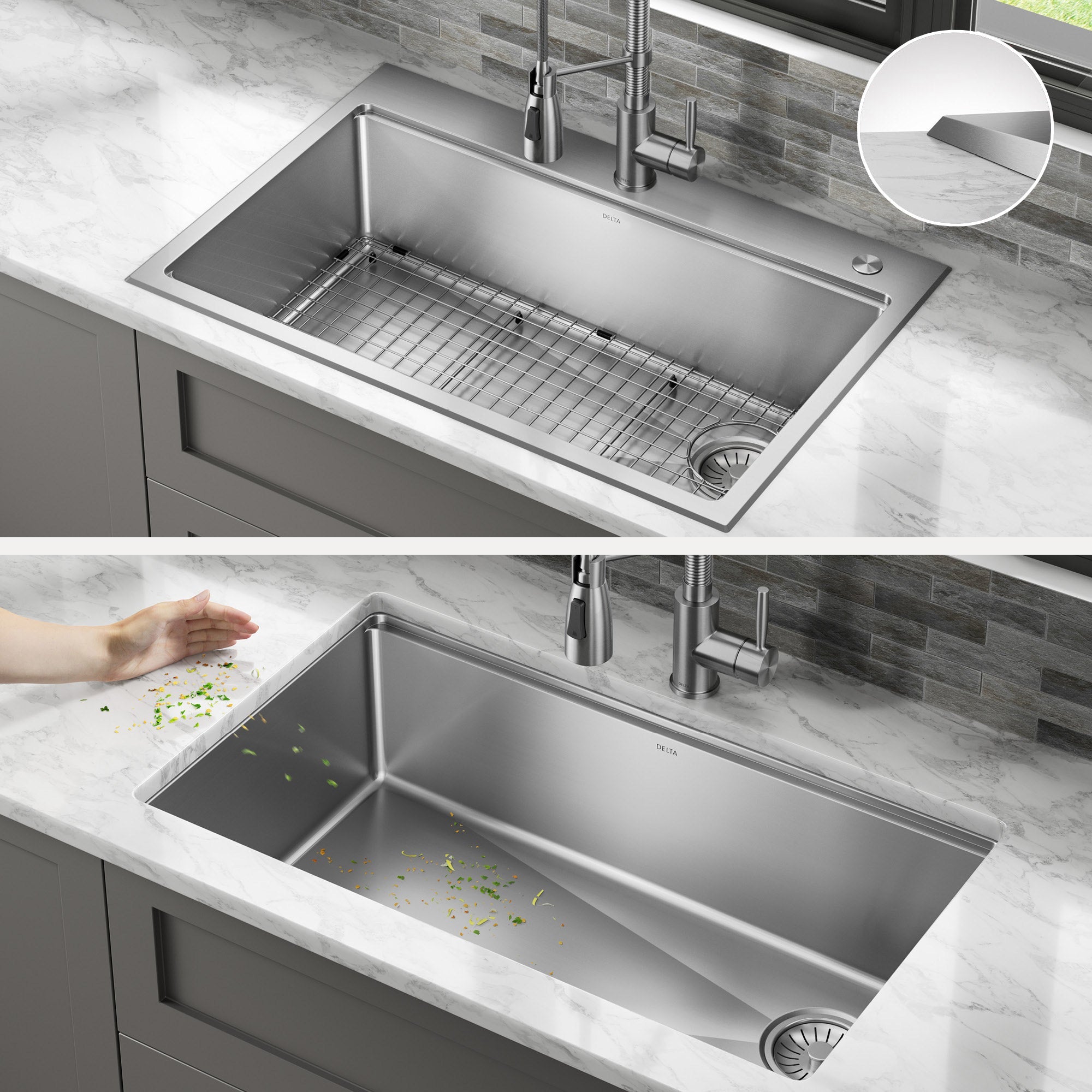 33” Stainless Steel Dual Mount Single Bowl Kitchen Sink