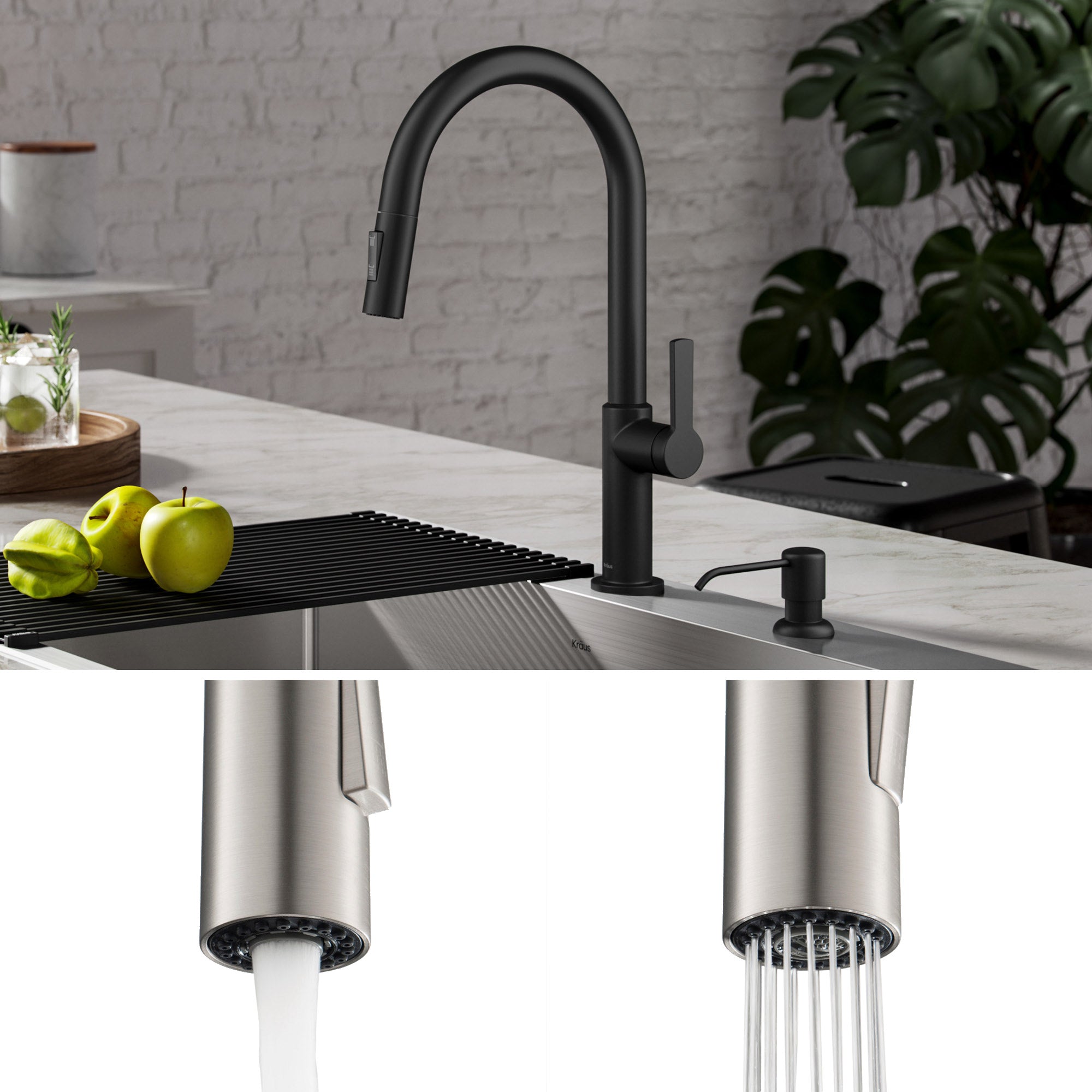 Pull-Down Kitchen Faucet with Matching Soap Dispenser