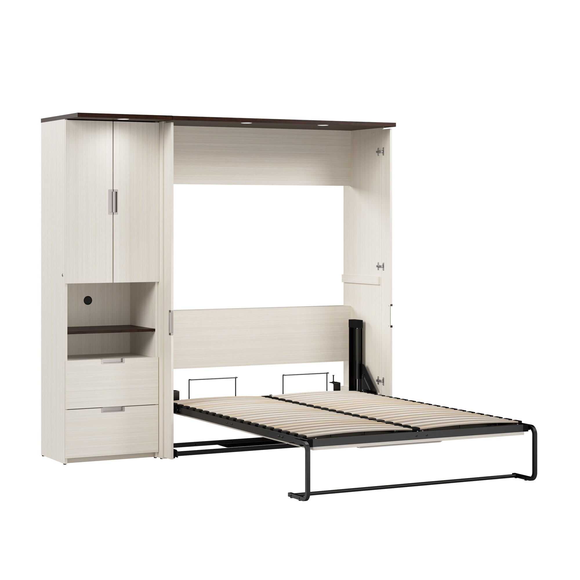 Lumina Full Murphy Bed with Storage Cabinet