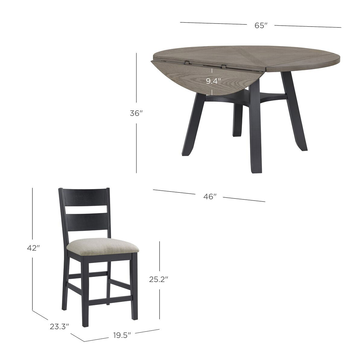 Easton 7-Piece Square to round Counter Height Dining Set