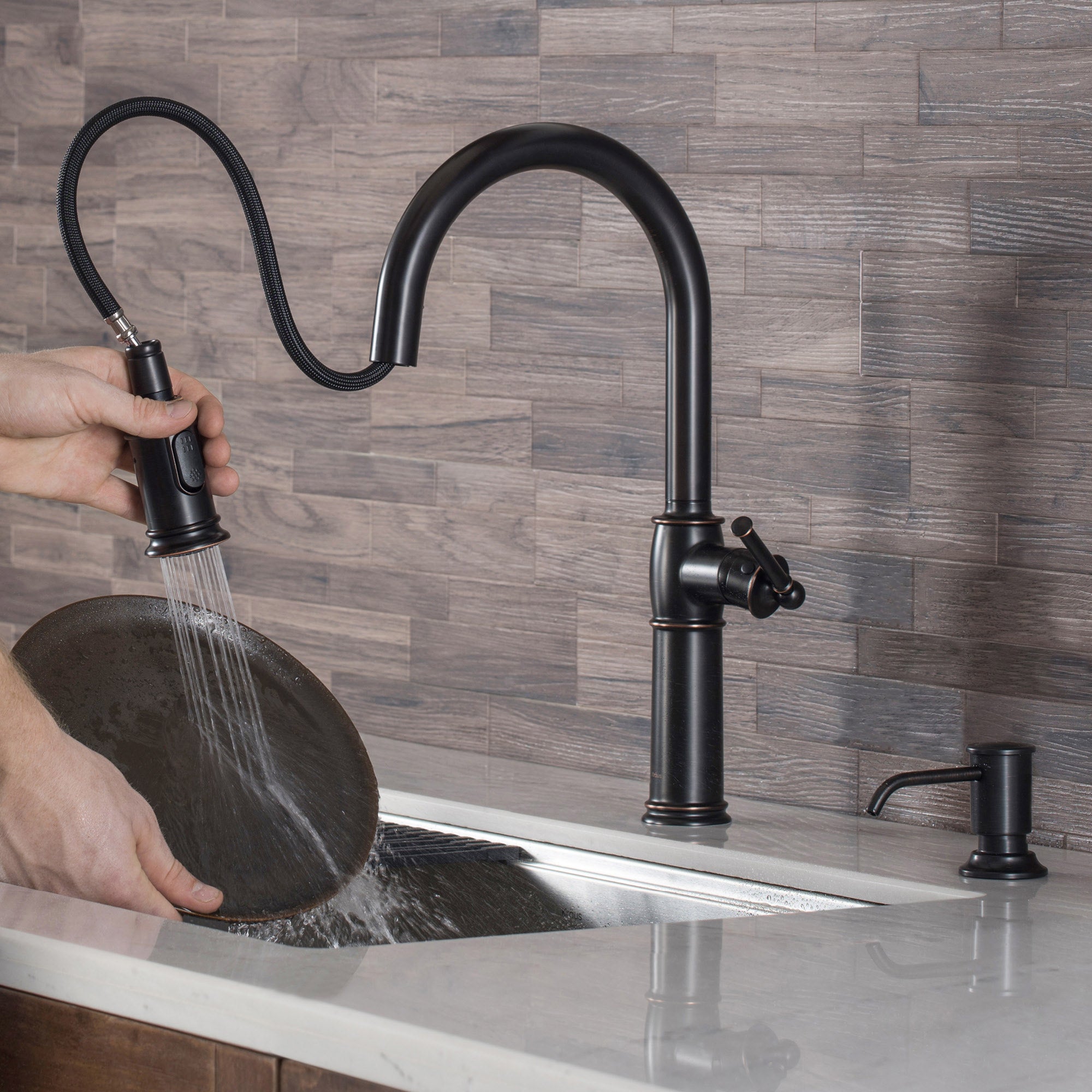 Pull-Down Kitchen Faucet and Soap Dispenser