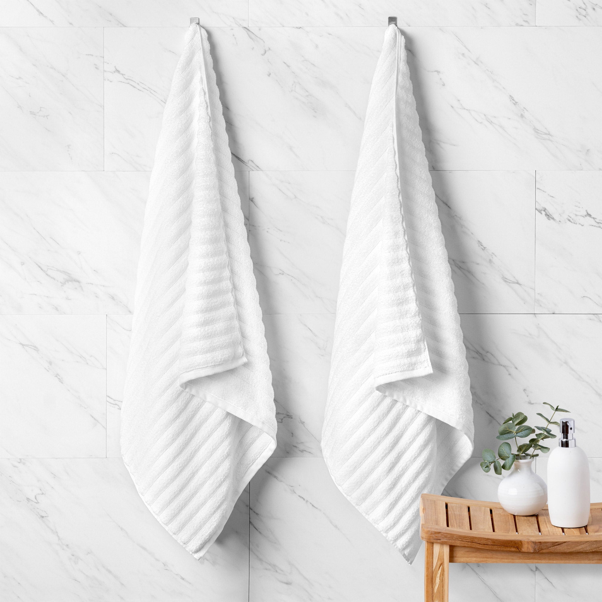 Welhome 100% Cotton Bumpy Textured Bath Towel 2-Piece Set