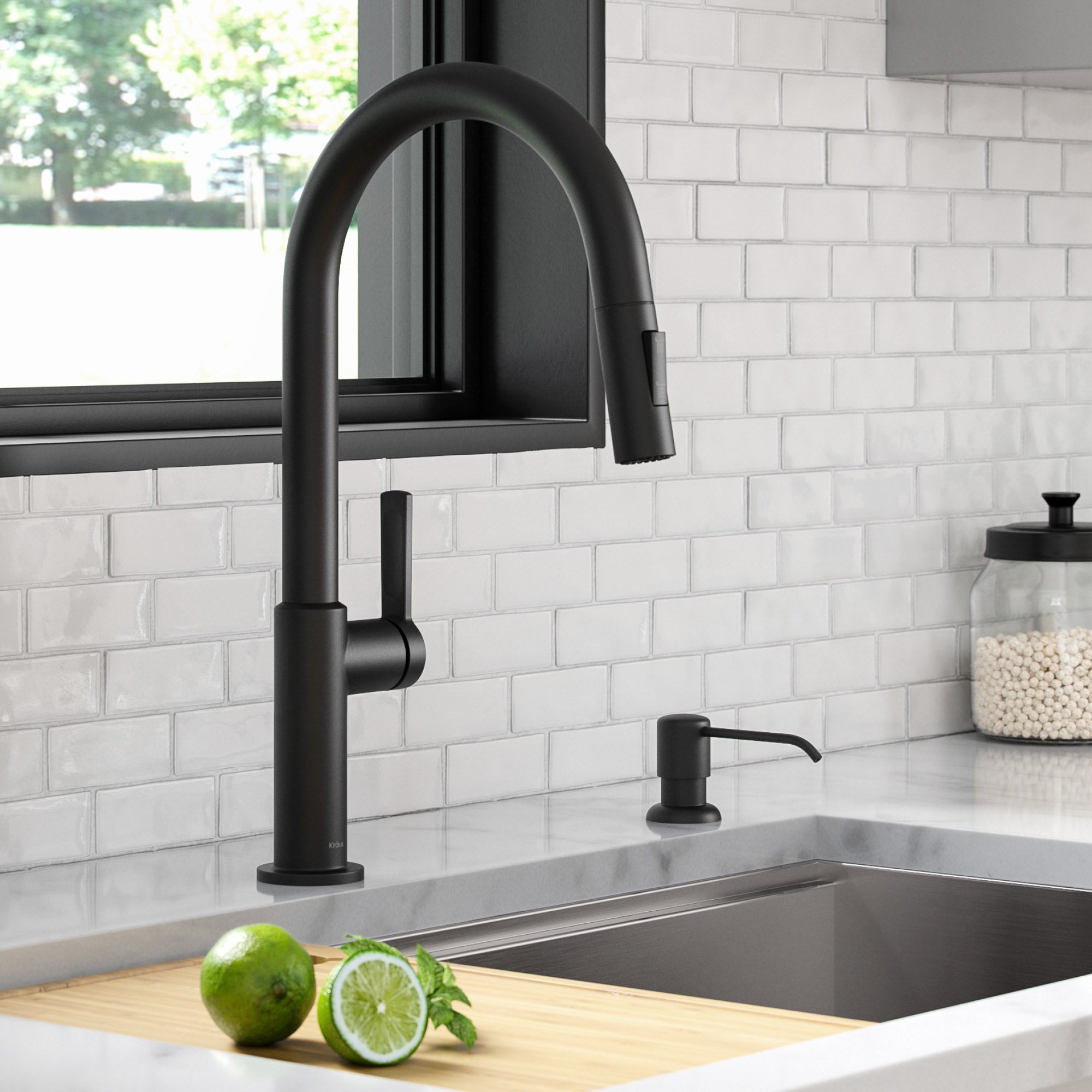 Pull-Down Kitchen Faucet with Matching Soap Dispenser