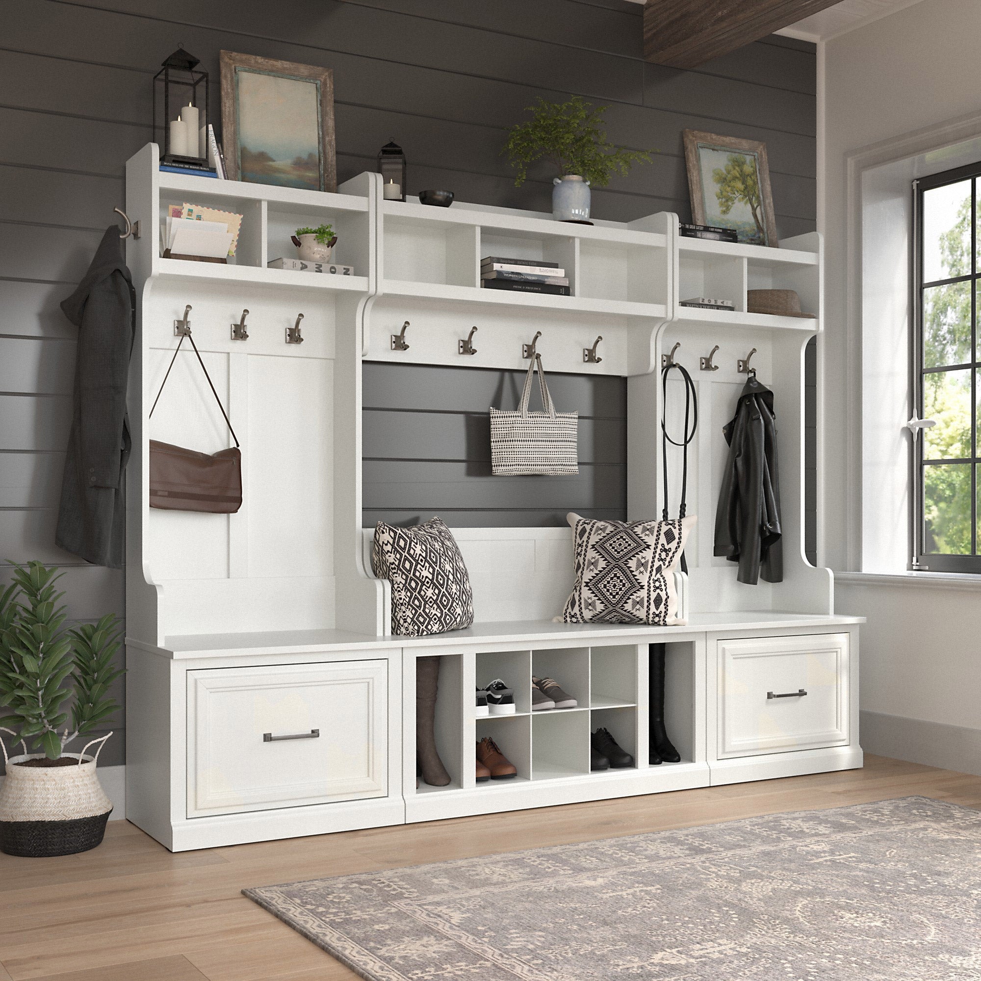 Woodland Hall Tree Entryway Storage Set