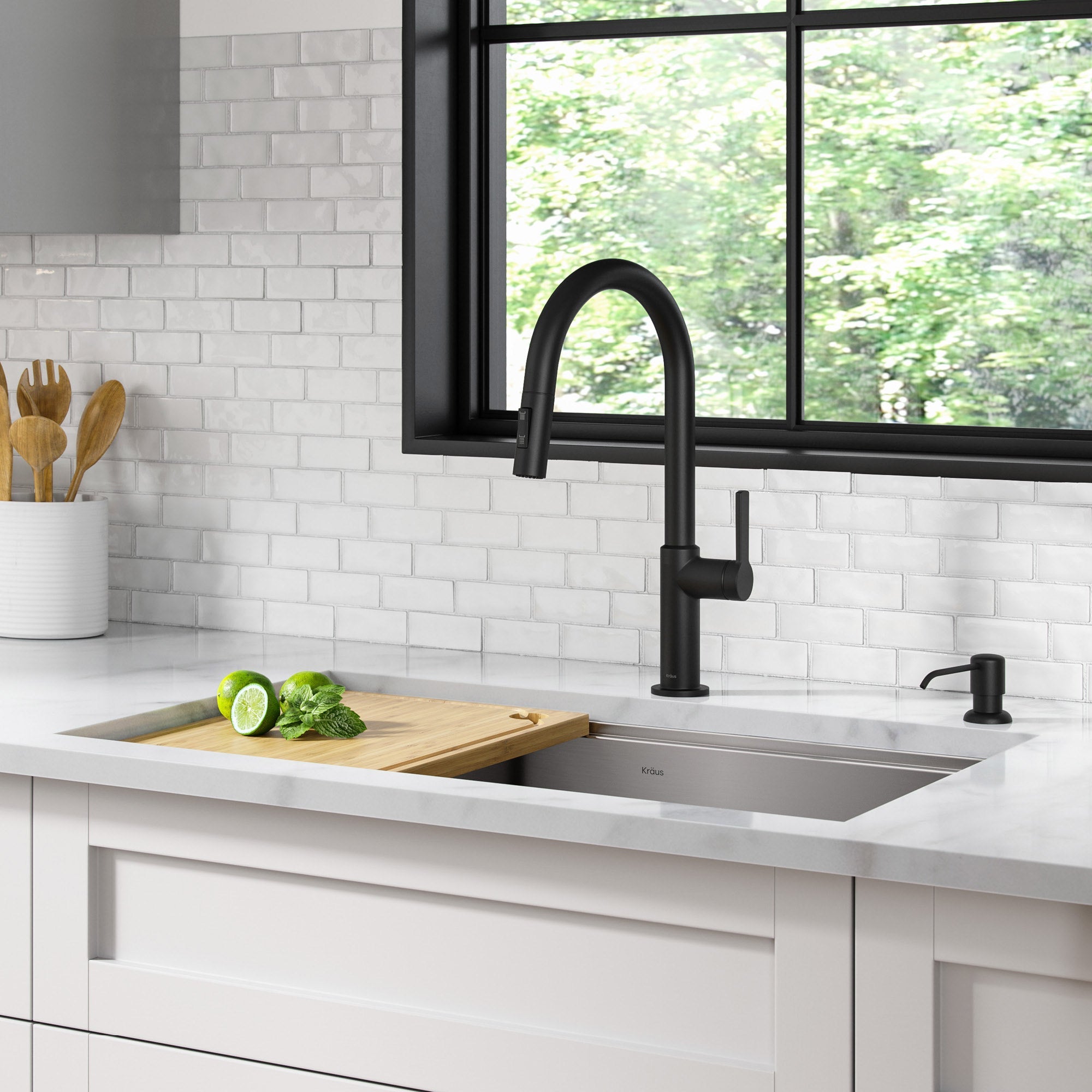 Pull-Down Kitchen Faucet with Matching Soap Dispenser