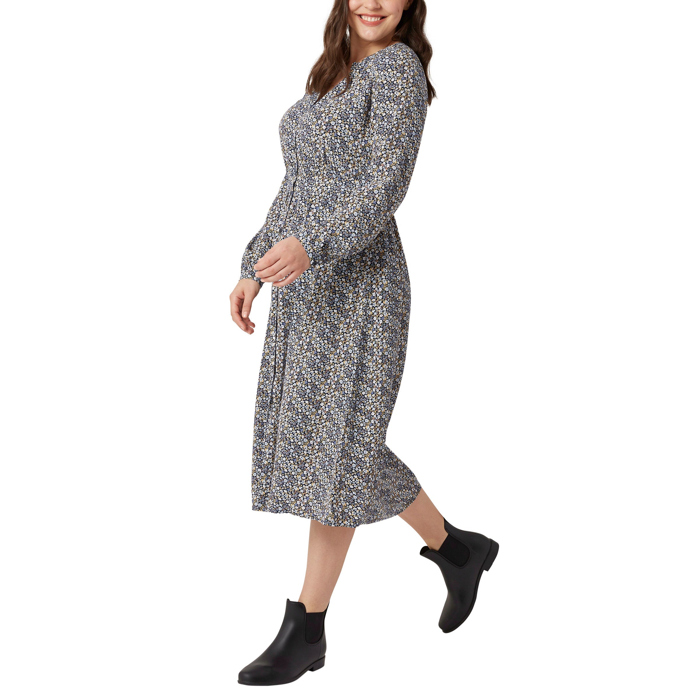 Ladies' Button Front Midi Dress