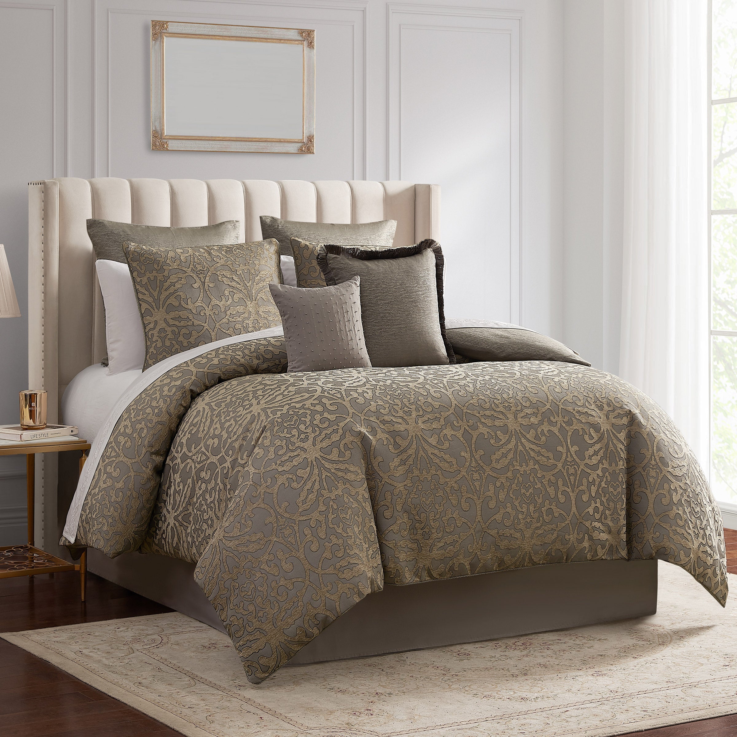 8 Piece Comforter Set Clancy Gray