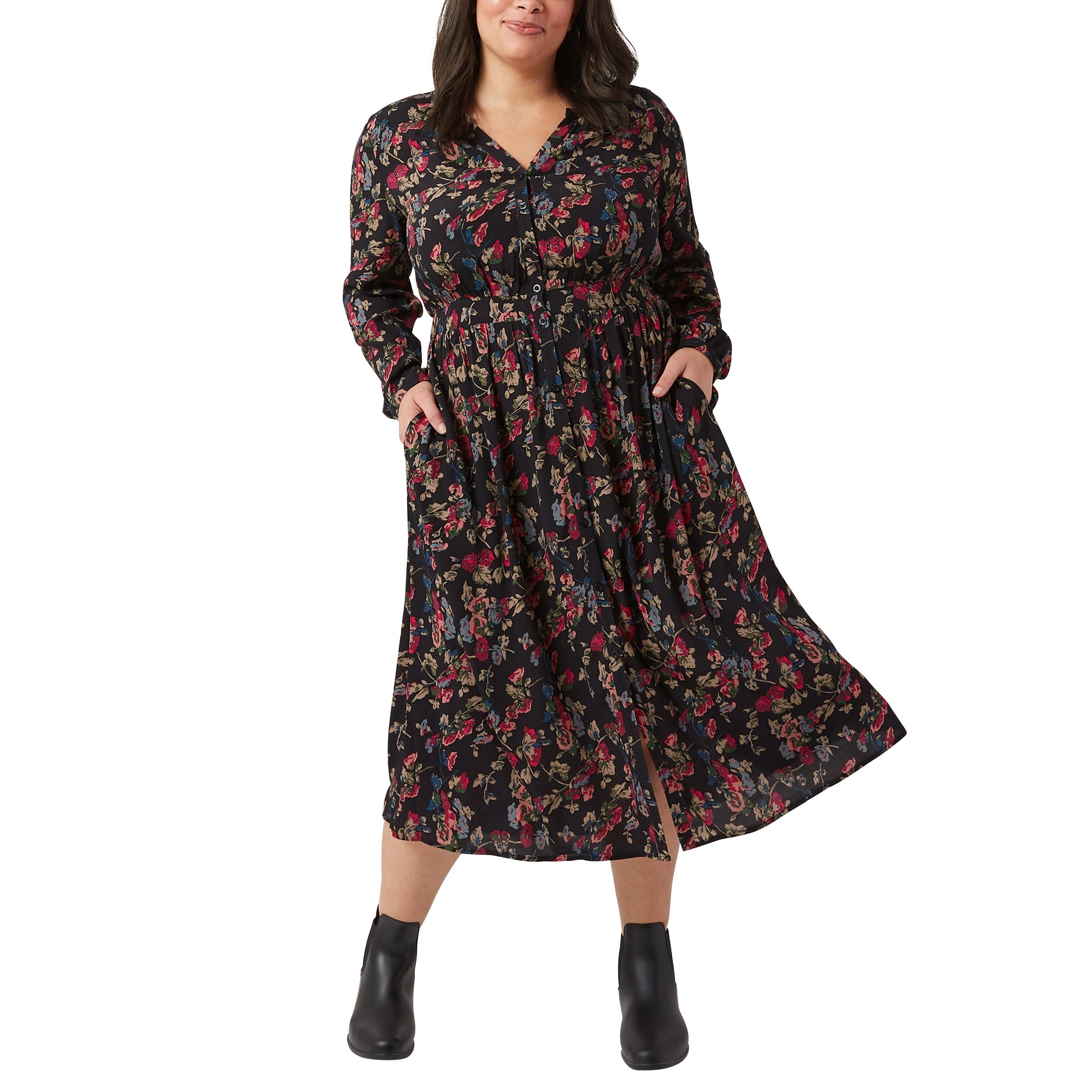 Ladies' Button Front Midi Dress