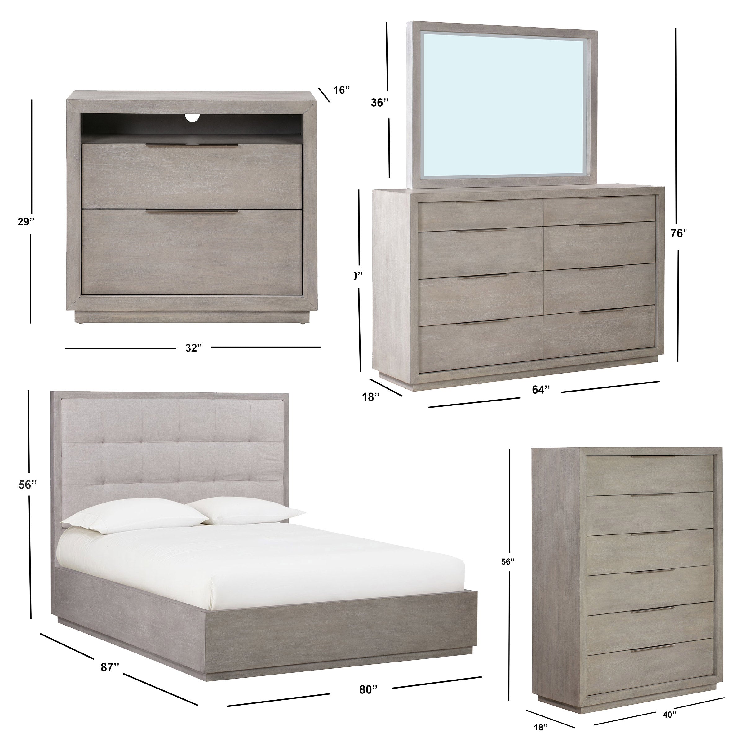 Lovelle King Bedroom Collection in Gray