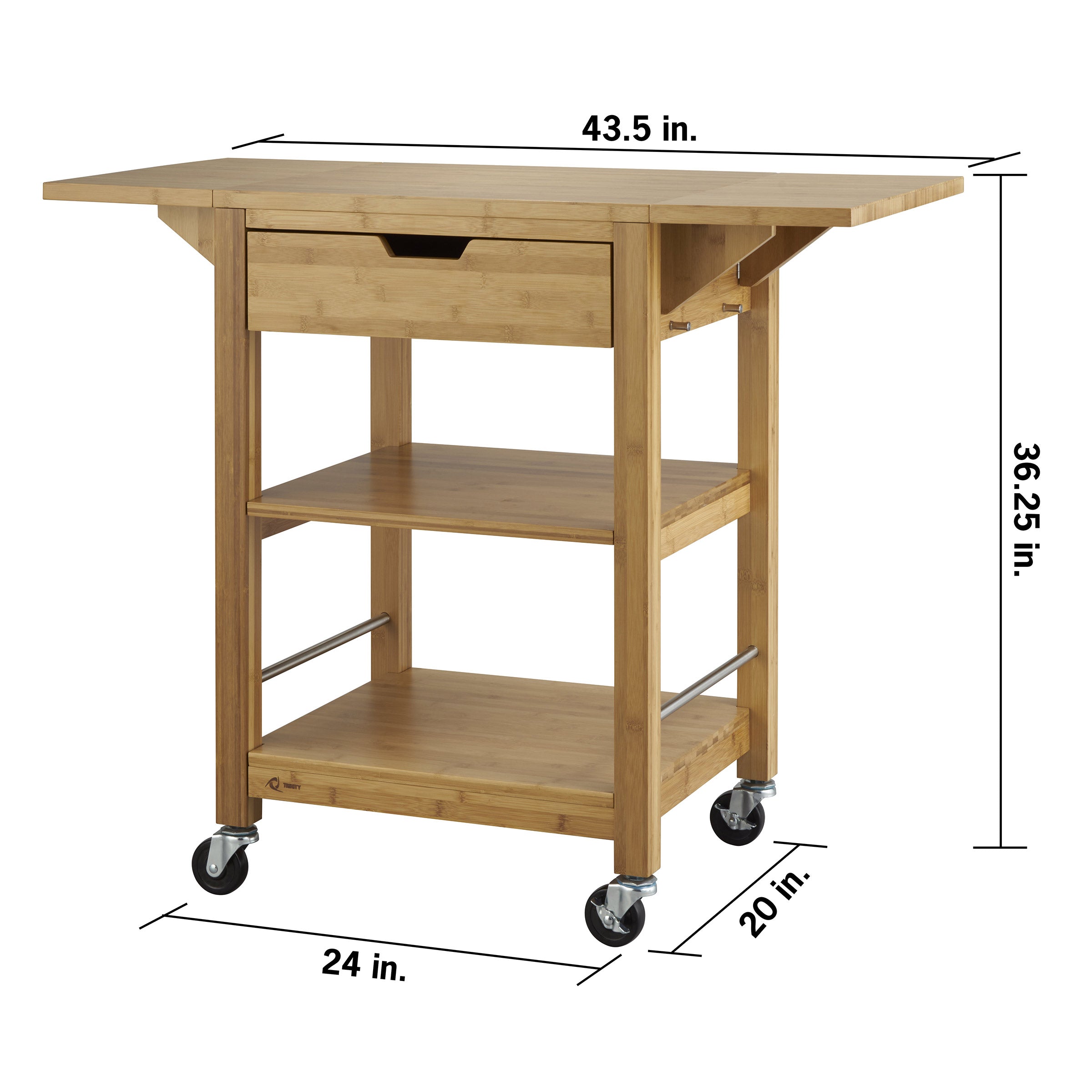 24" Bamboo Kitchen Cart with Drop Leaf