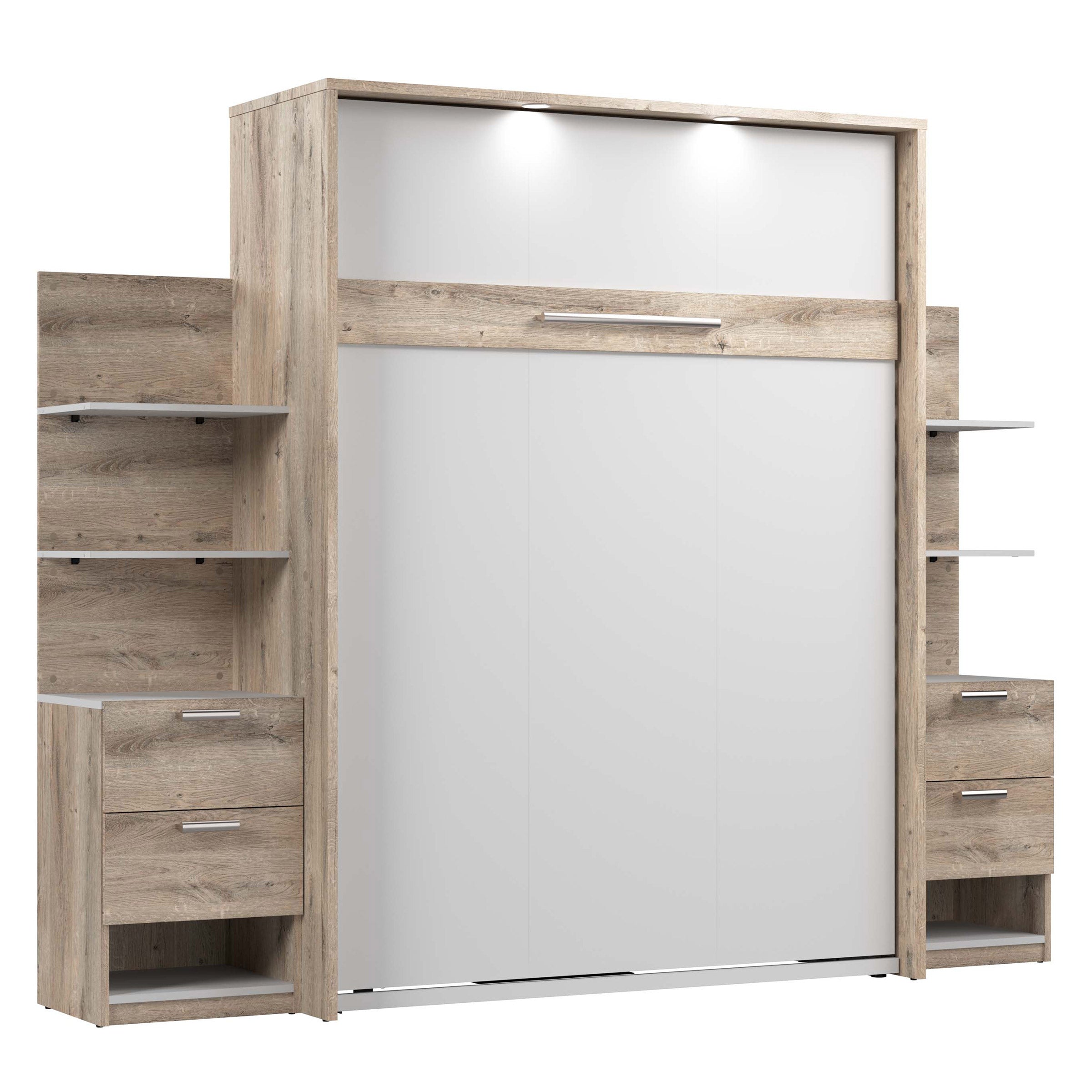 Cielo Queen Murphy Bed with Nightstands and Shelves