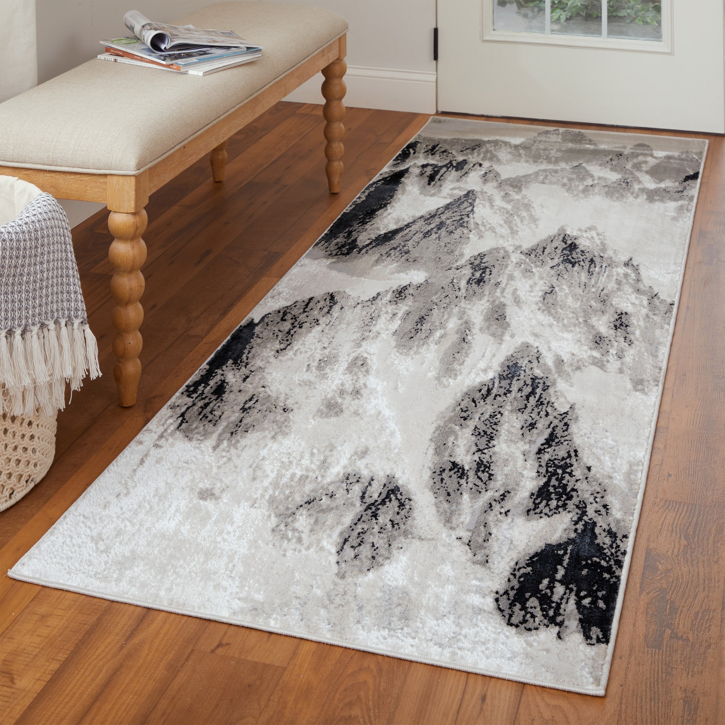 Jewel Area Rug Collection, Silver/Gray Mountains