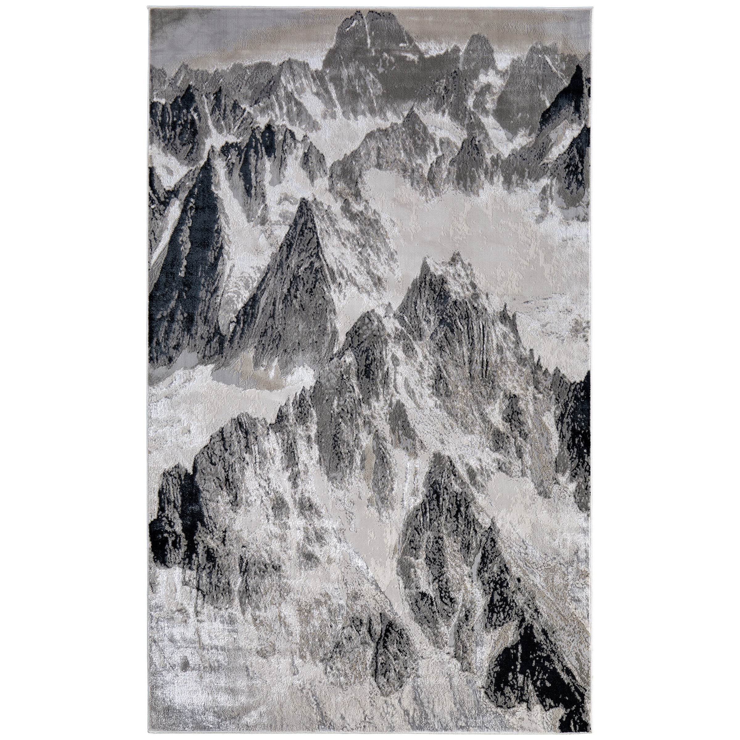 Jewel Area Rug Collection, Silver/Gray Mountains