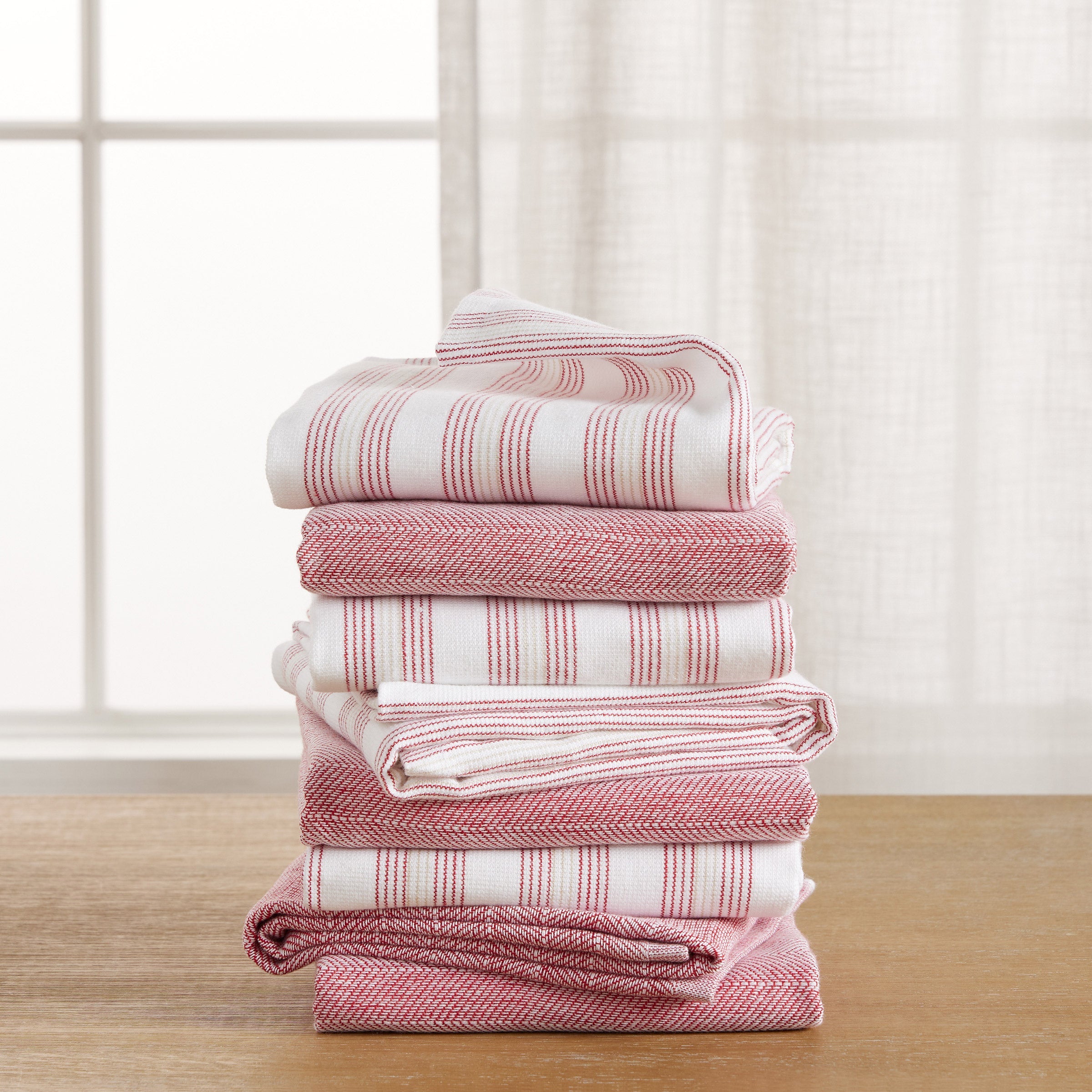 Chambray Stripe Kitchen Towels, 8-Piece Set