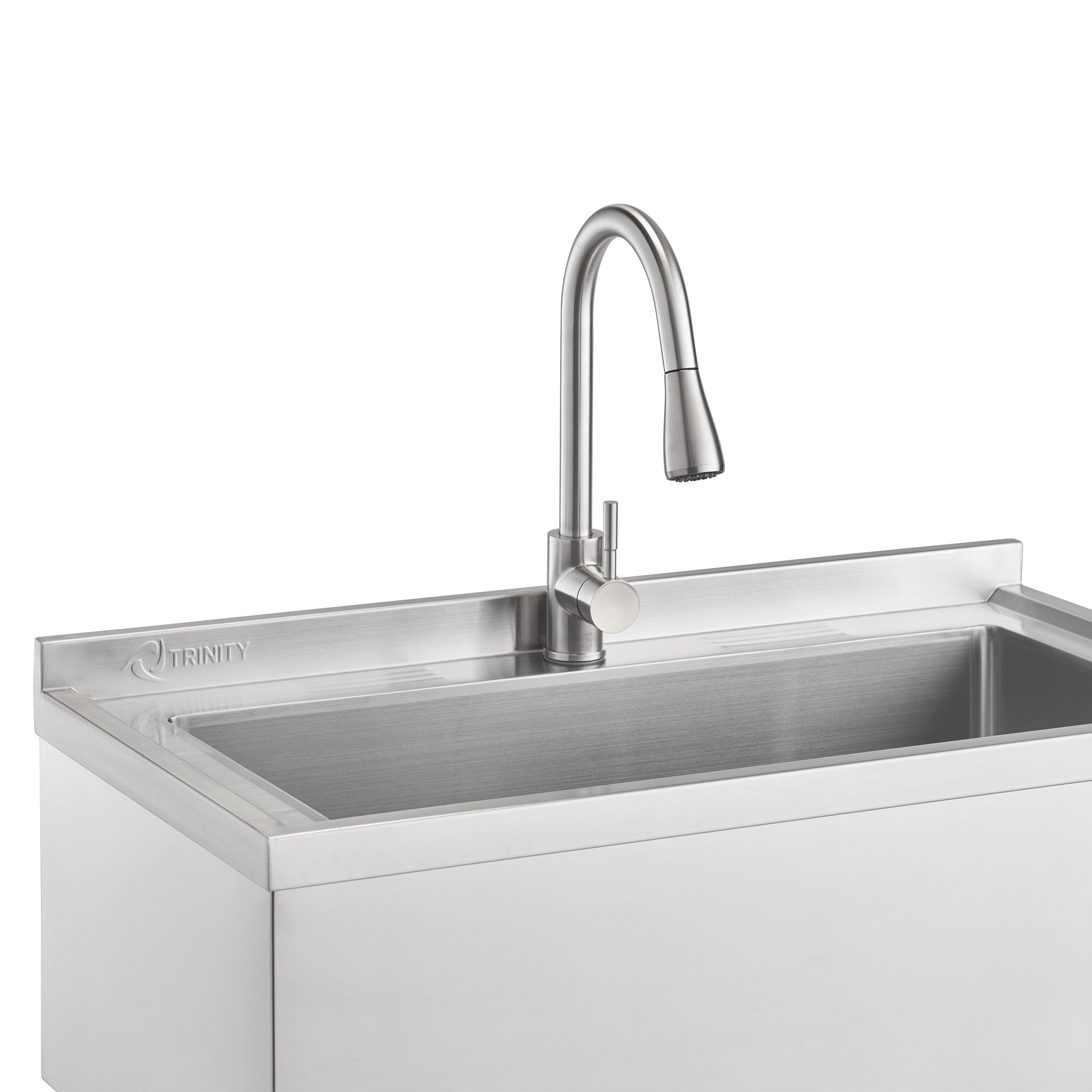 30" X 14" Stainless Steel Utility Sink with Pull-Out Faucet