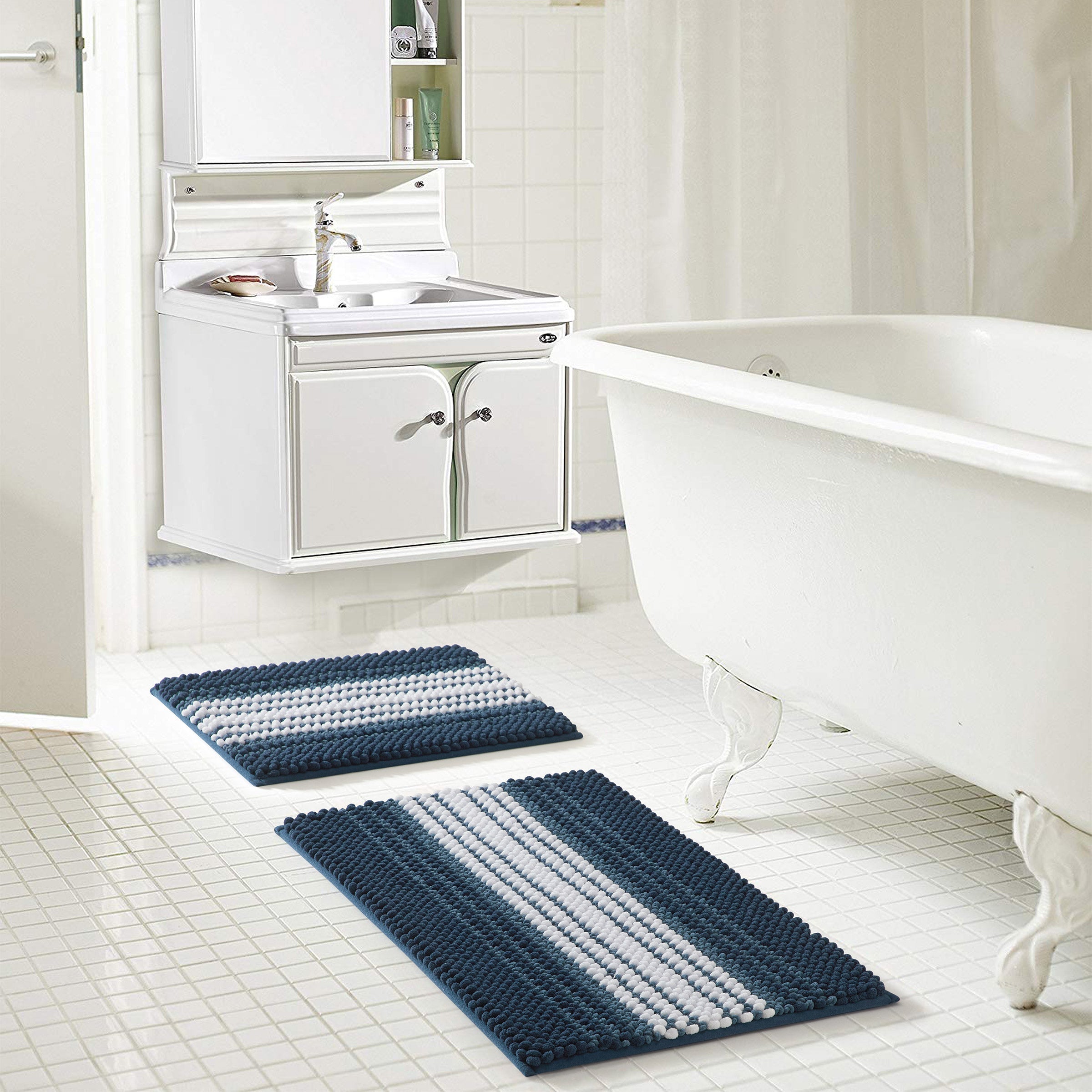 2-Piece Chenille Loop Noodle Bath Rug