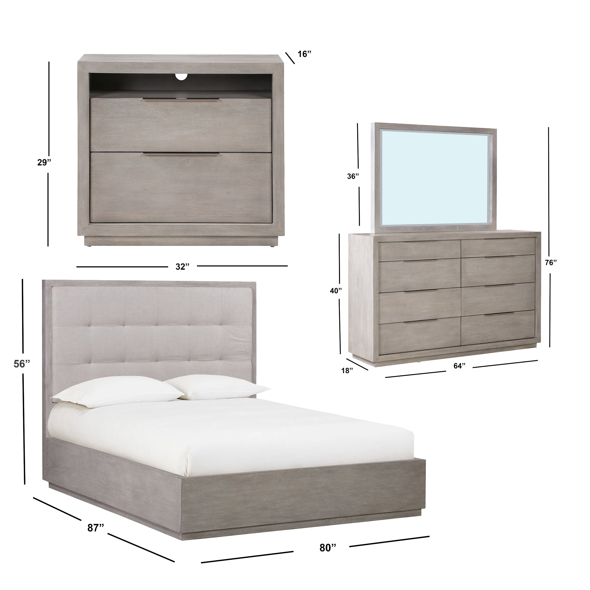 Lovelle King Bedroom Collection in Gray