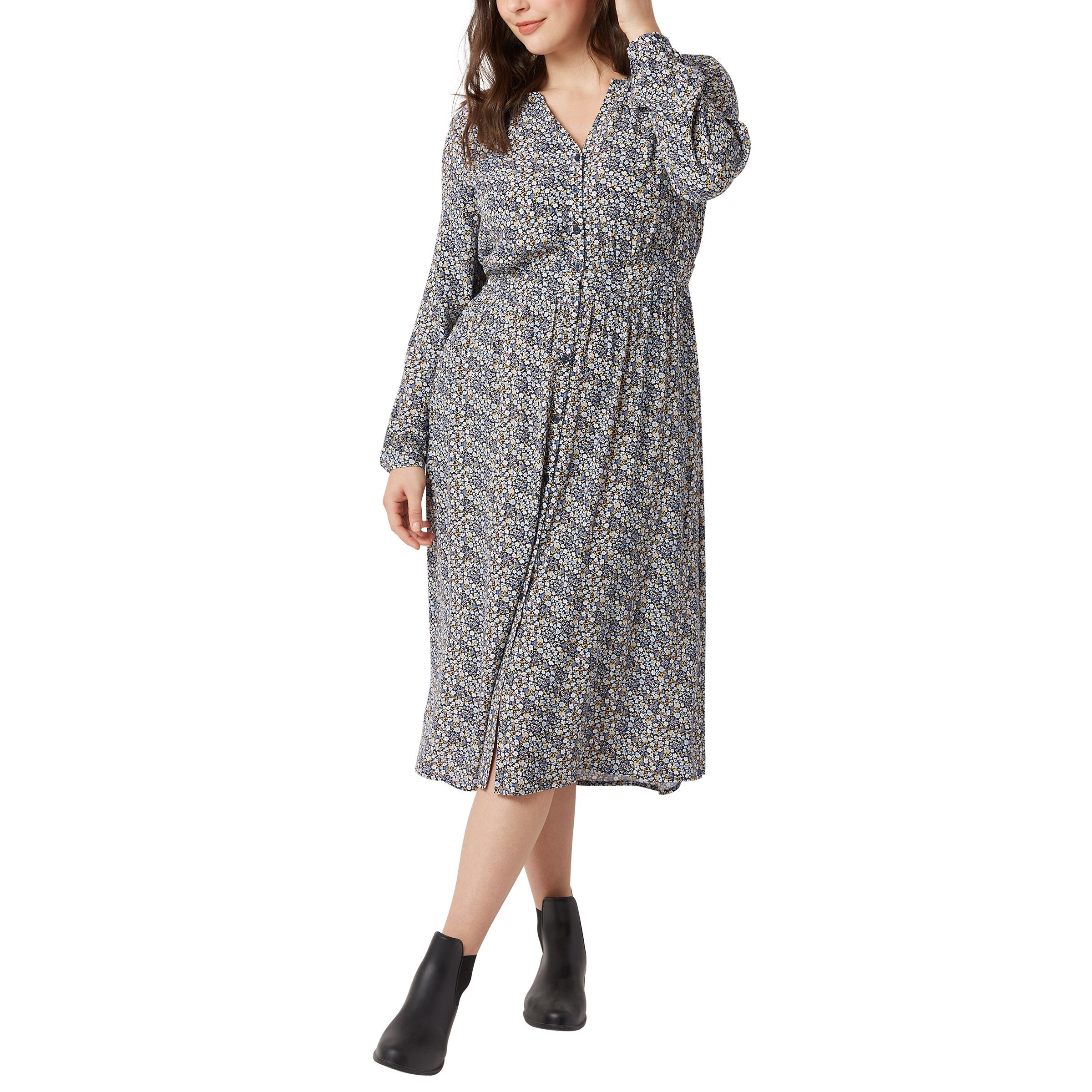 Ladies' Button Front Midi Dress