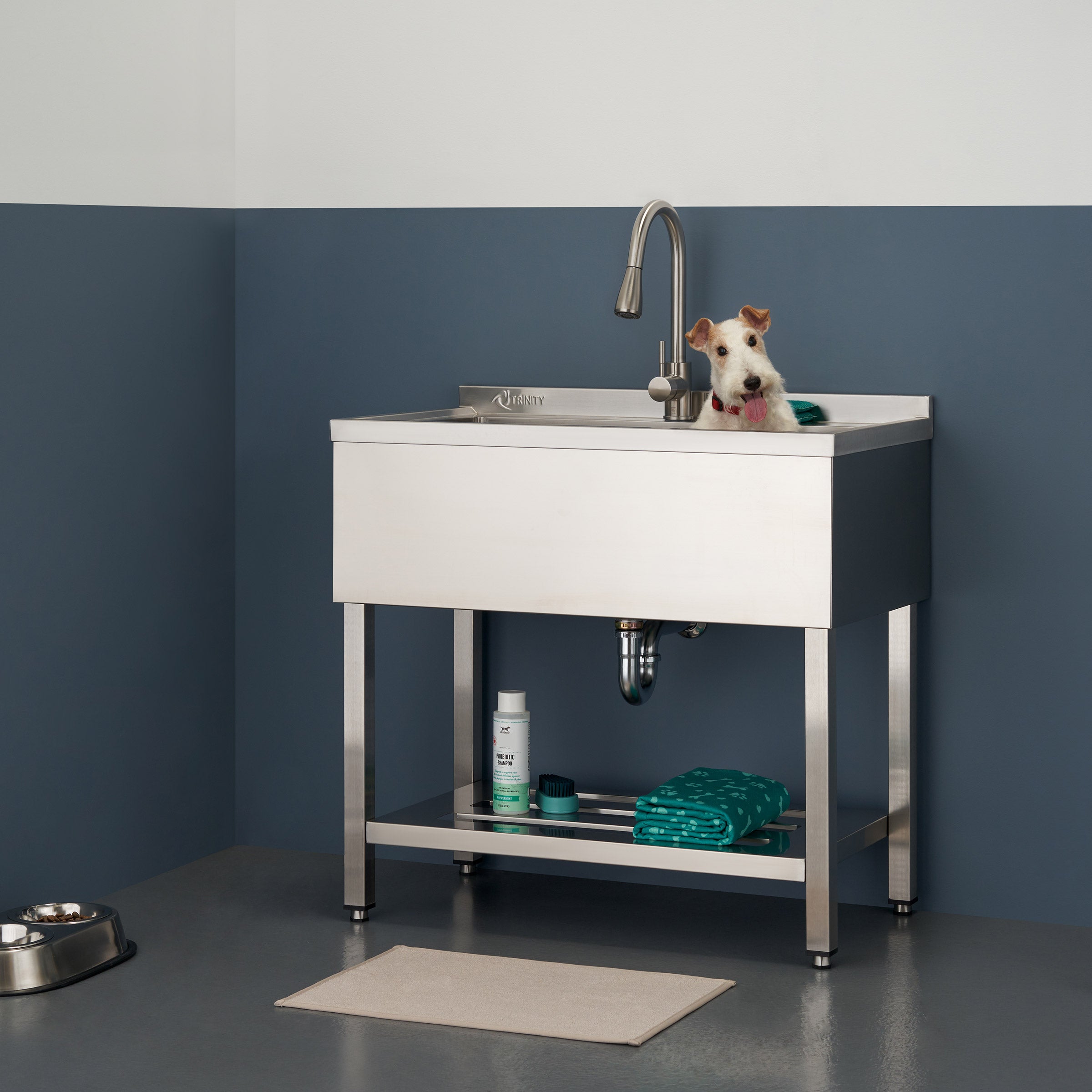 30" X 14" Stainless Steel Utility Sink with Pull-Out Faucet