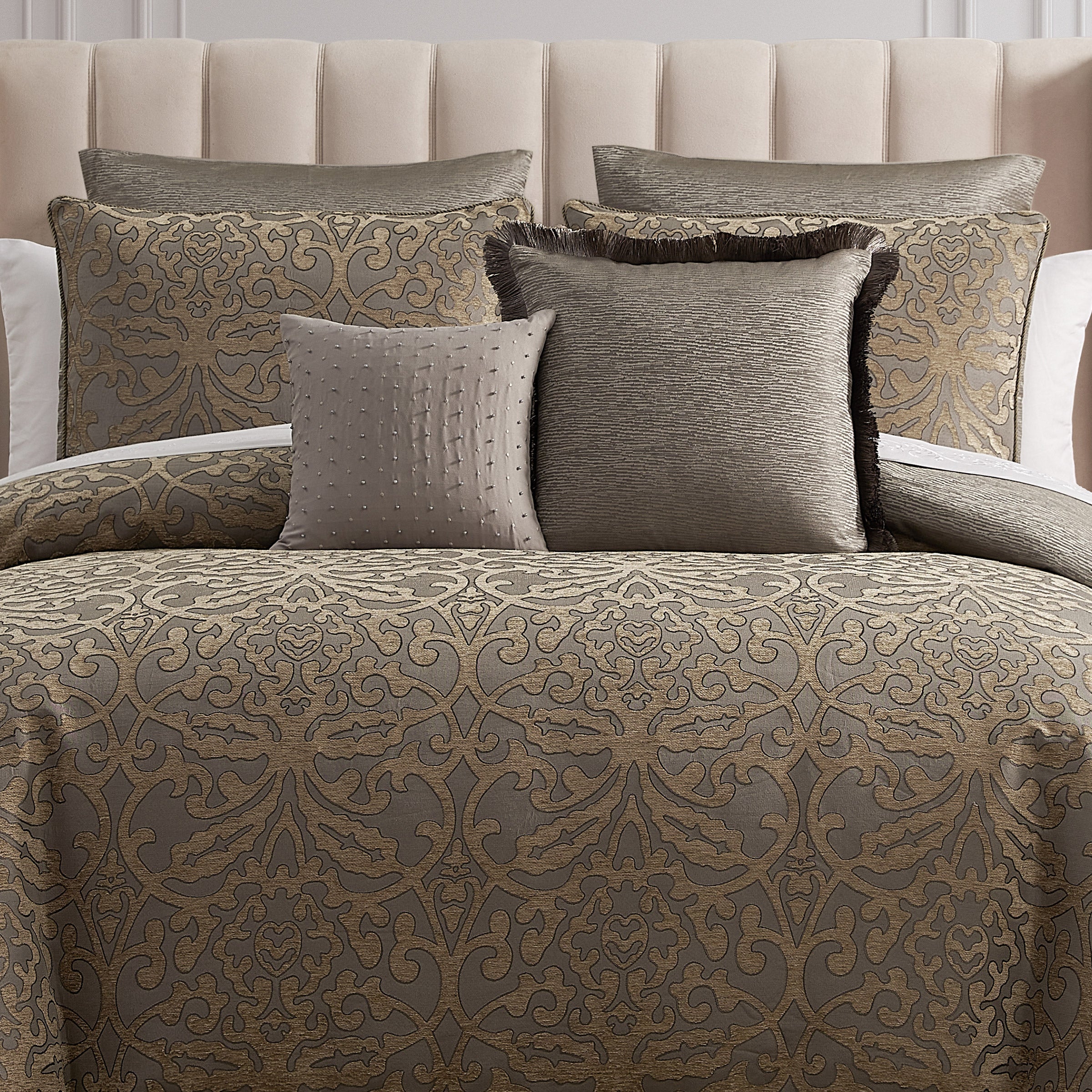 8 Piece Comforter Set Clancy Gray