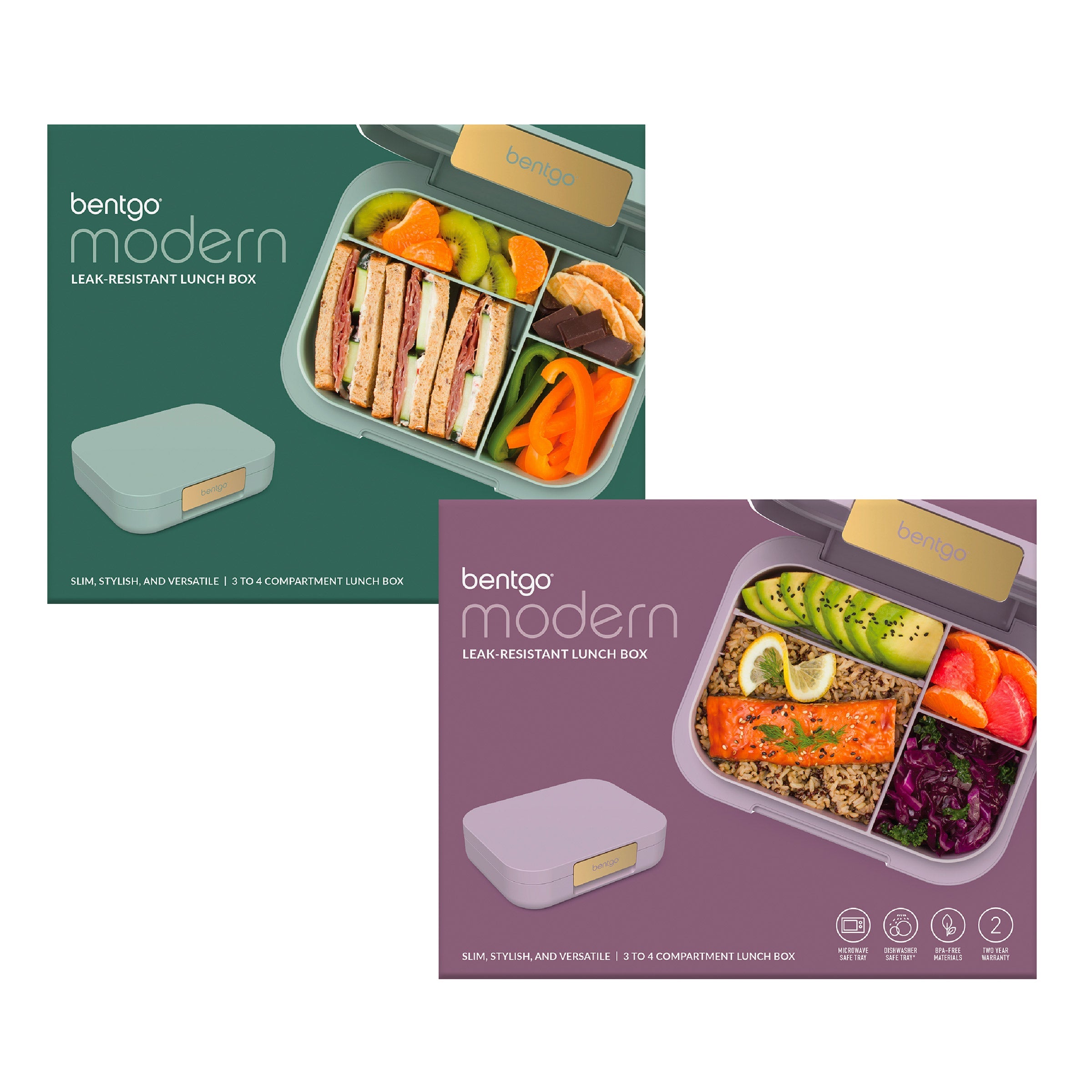 Modern Leak-Resistant Lunch Box, 2 Pack