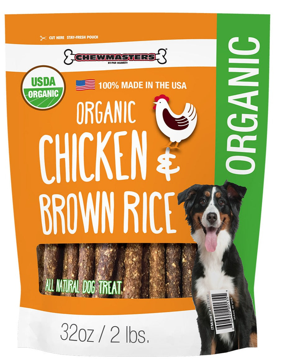 Chewmasters Organic Chicken & Brown Rice Dog Treats, 32 oz, 2-count Image