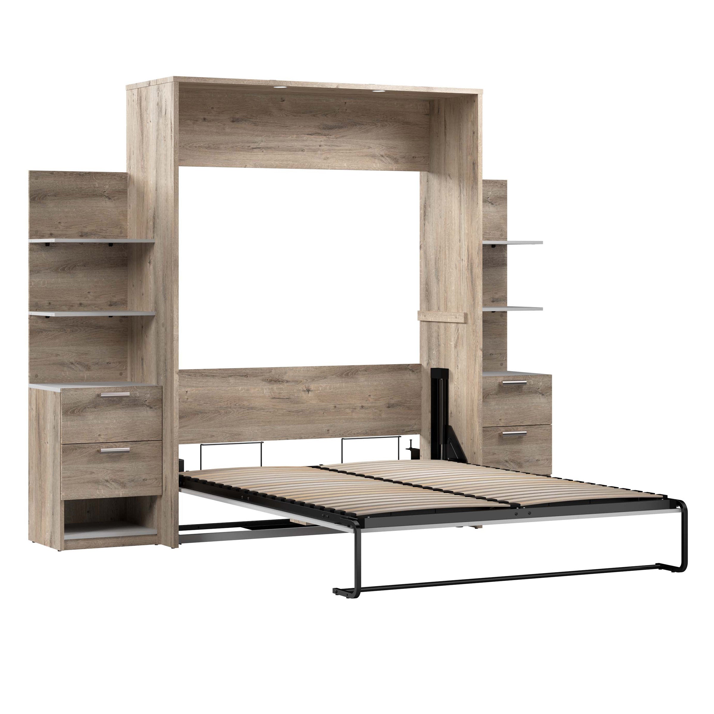 Cielo Queen Murphy Bed with Nightstands and Shelves